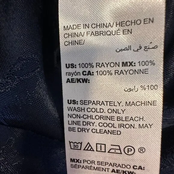 Chico's Women's Size 2 (12-14) Navy Blue Jacquard Dolman Sleeve‎ Top Rayon - Picture 6 of 9